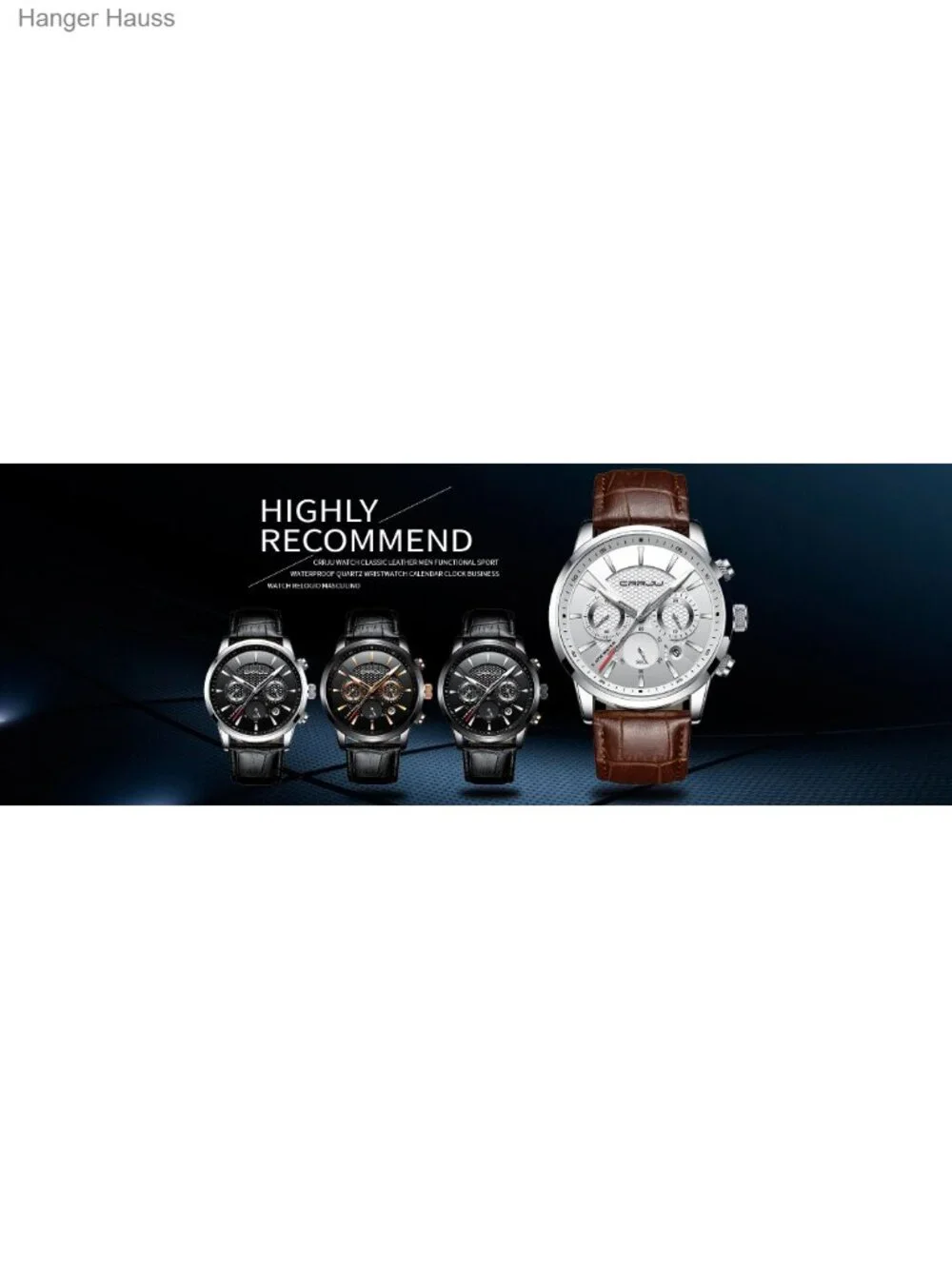 Men's Business Casual Chronograph Quartz Watch with Leather Strap